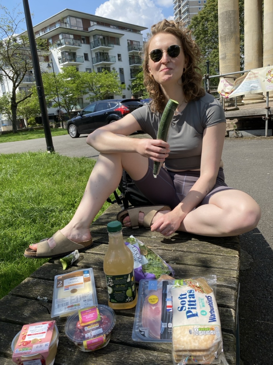 Lucy in the park with loads of picnic food