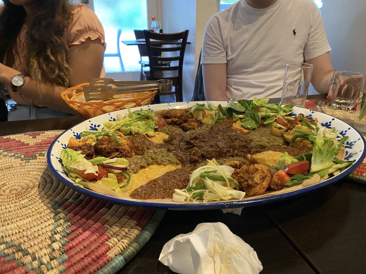A big ol huge plate of Ethiopian food