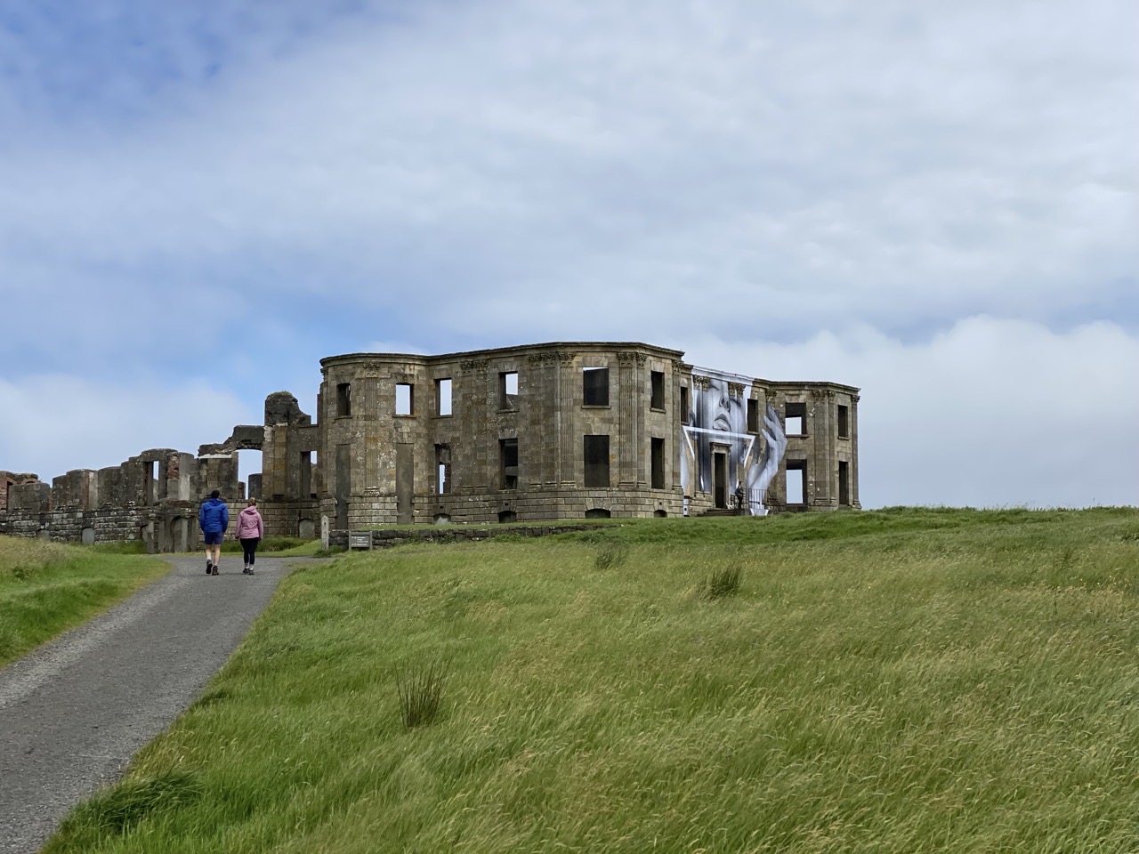 The house ruins at Downhill, with Big Art