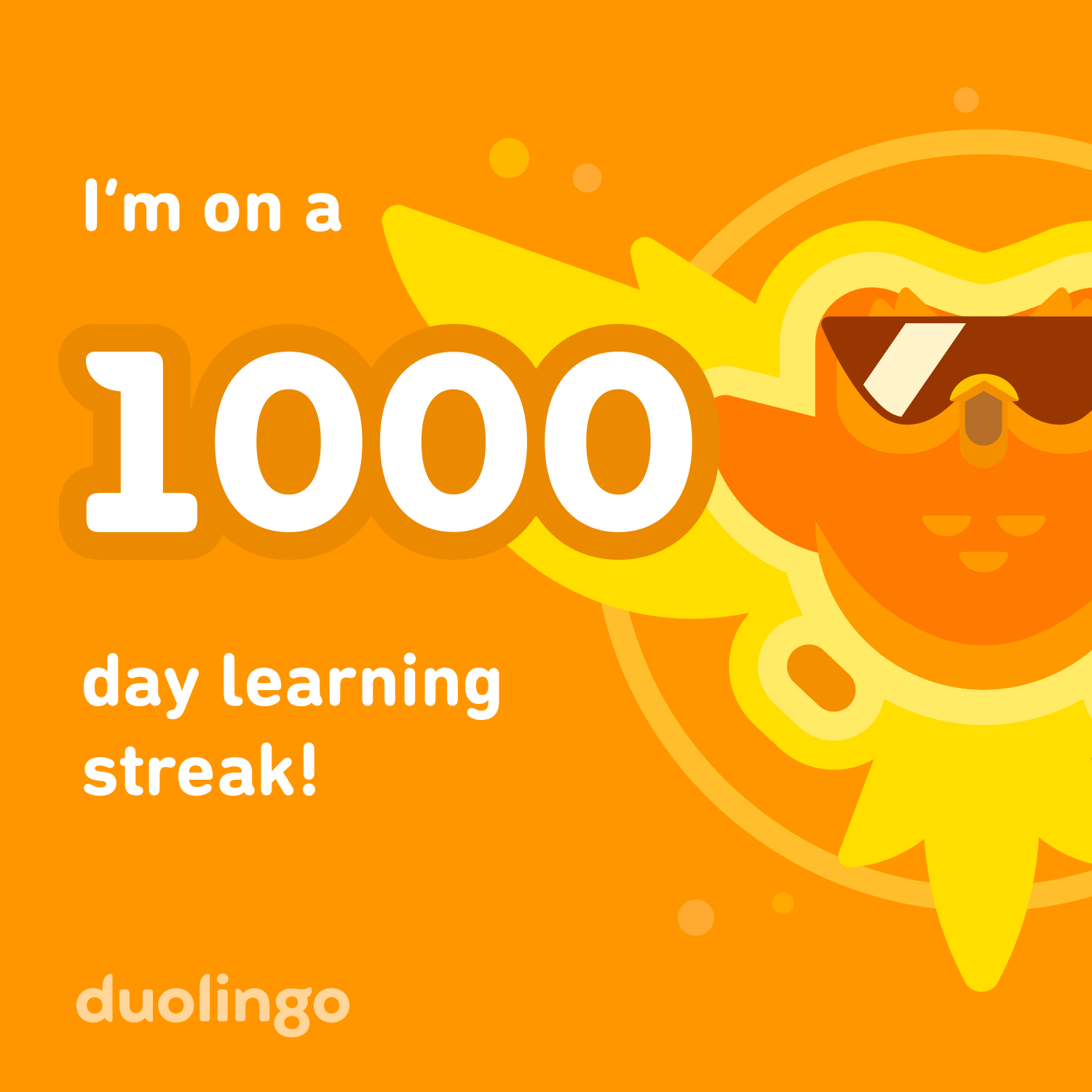 A screenshot of Duolingo showing a 1,000 day streak
