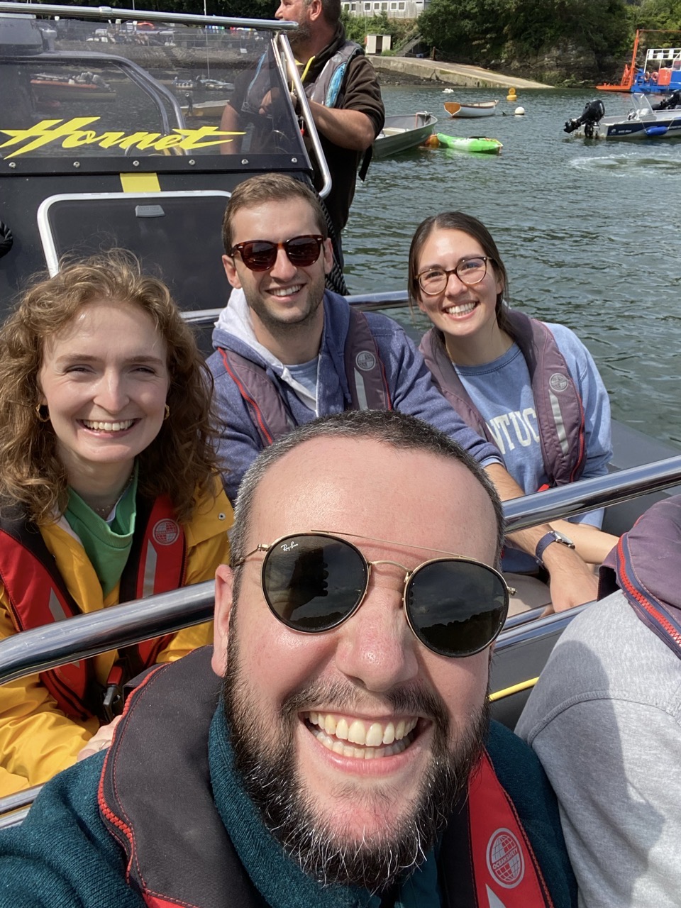 Me and Lucy on a speedboat with some new pals.