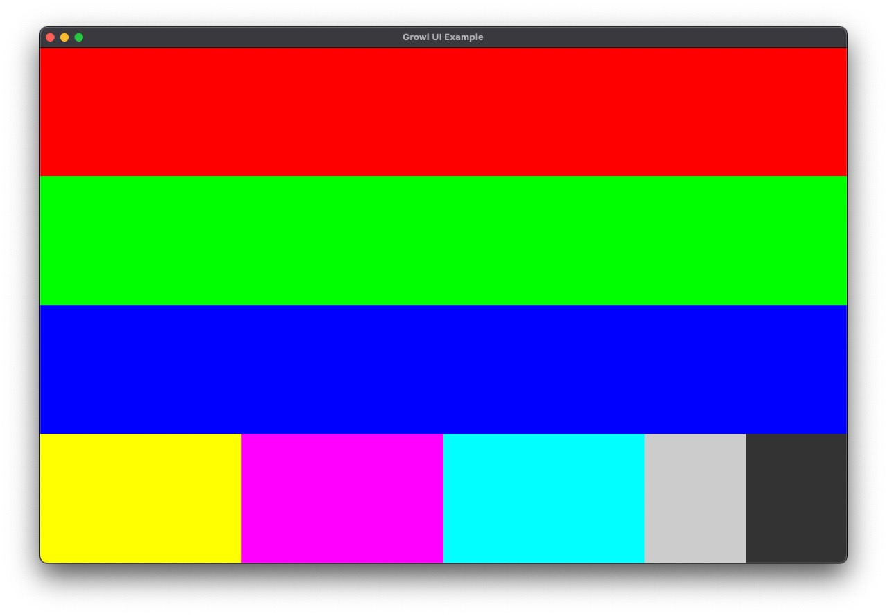 A screenshot of Growl showing lots of coloured rectangles in a flexible layout.