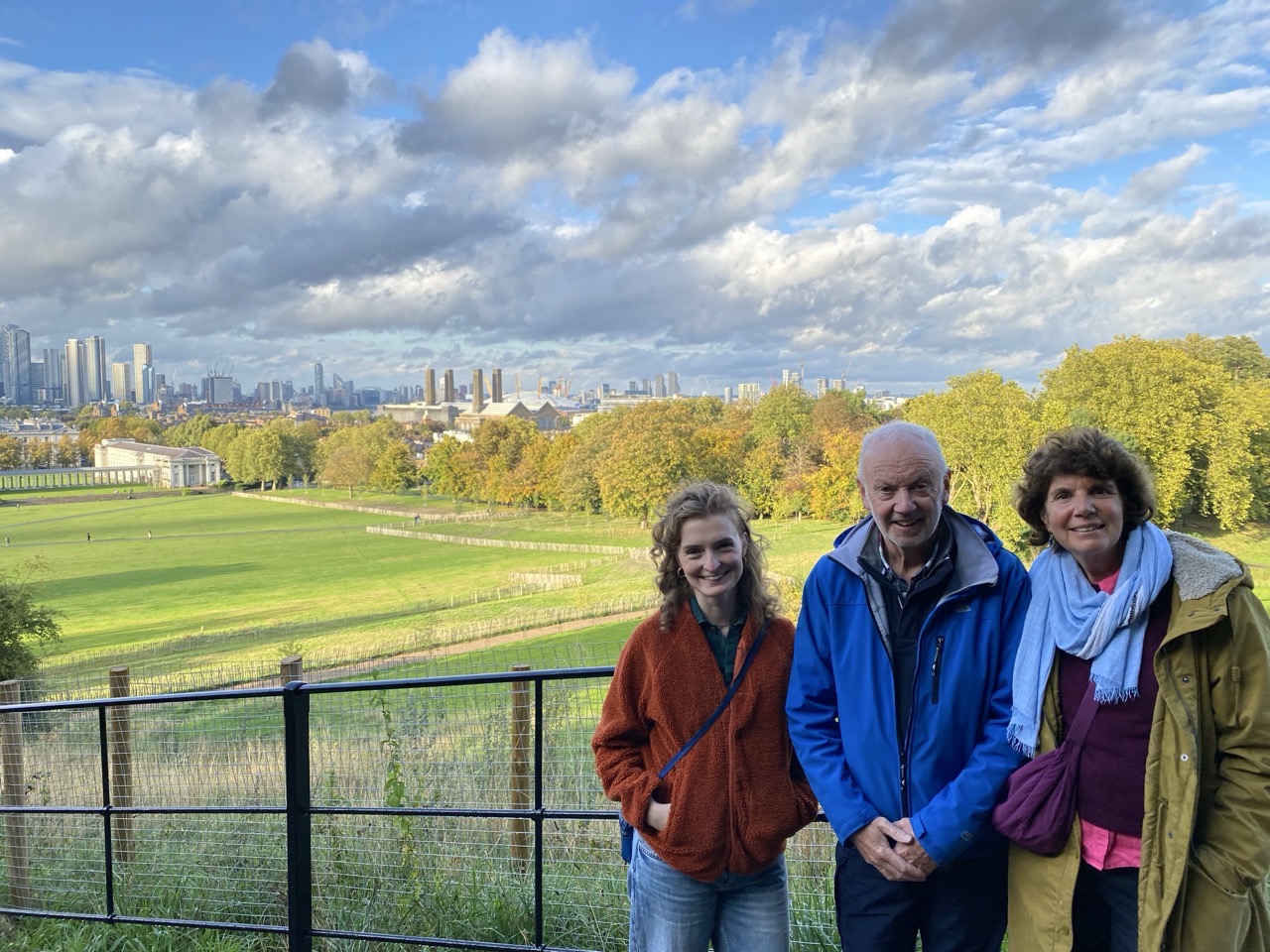 Lucy and my parents with Greenwich and London in the background.